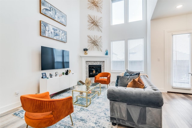 living room with hardwood / wood-style floors