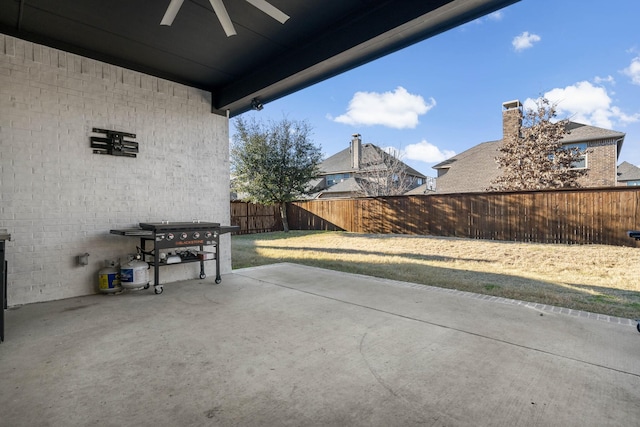 view of patio / terrace with ceiling fan