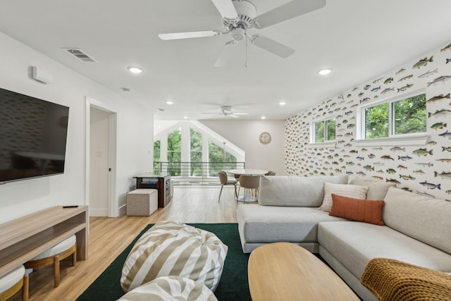 living room featuring light hardwood / wood-style floors