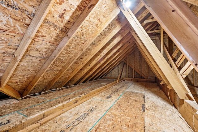 view of unfinished attic