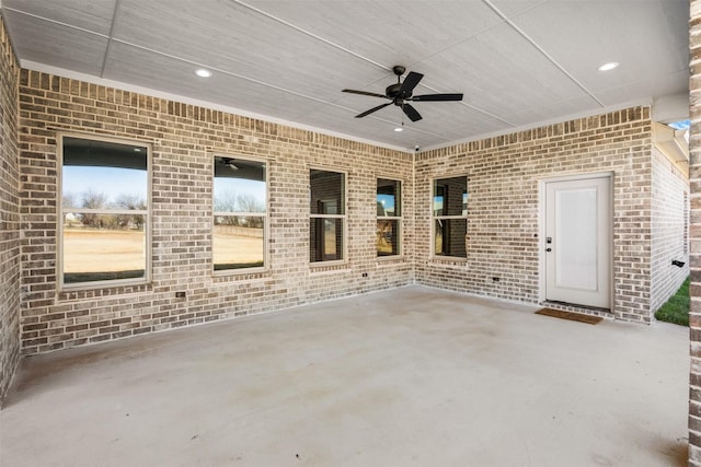 view of patio / terrace featuring ceiling fan