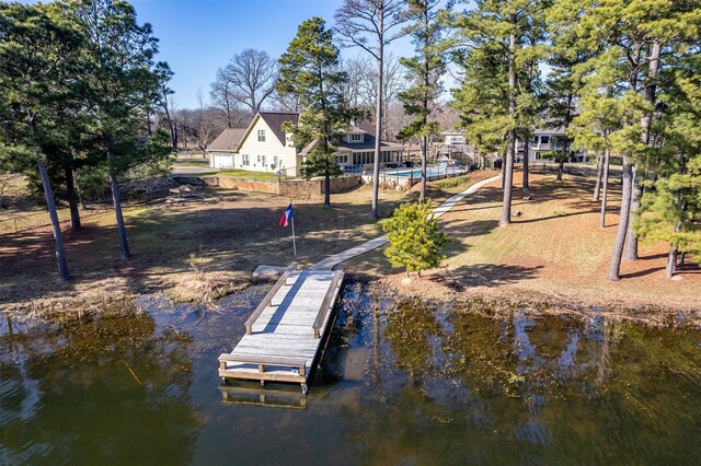 dock area with a water view