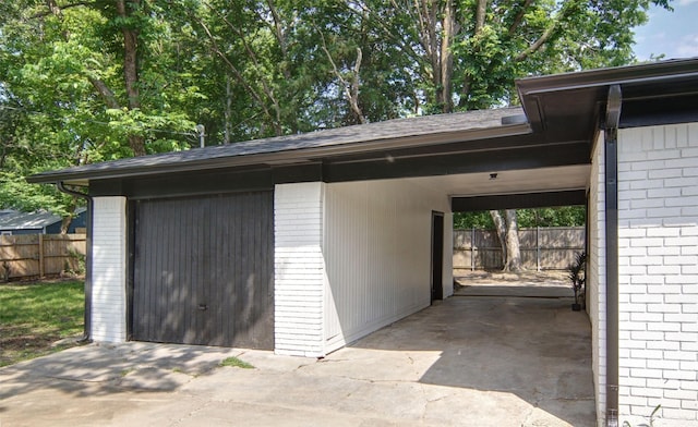 view of garage