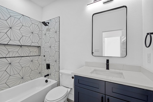 full bathroom with vanity, toilet, and washtub / shower combination