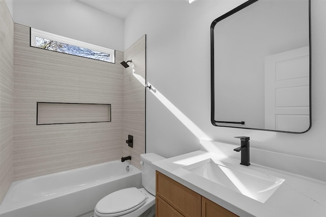 full bathroom featuring vanity, toilet, and bathing tub / shower combination