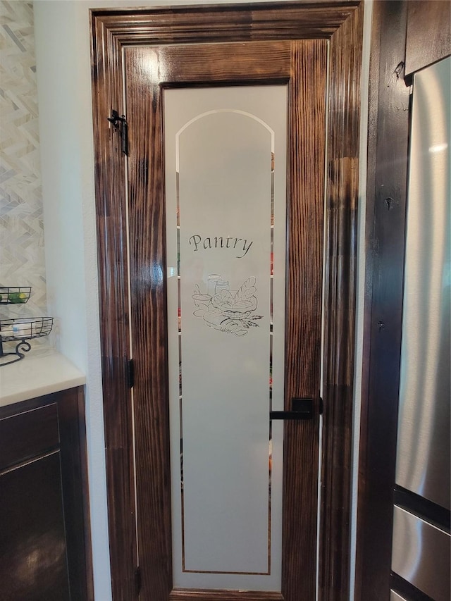 details featuring dark brown cabinetry