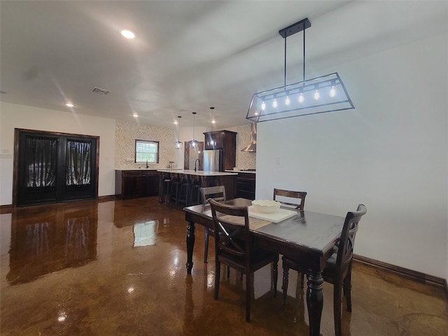 dining area with sink