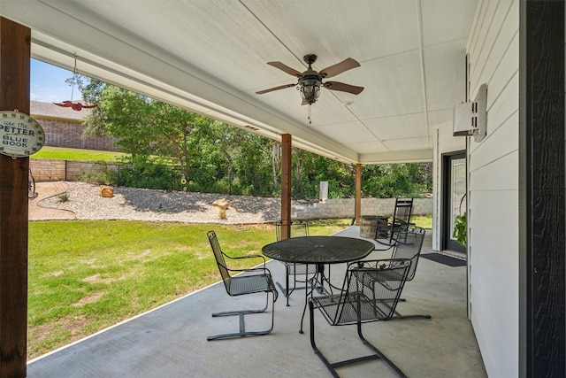 view of patio with ceiling fan