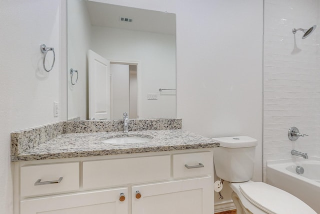 full bathroom with vanity, toilet, and shower / bath combination