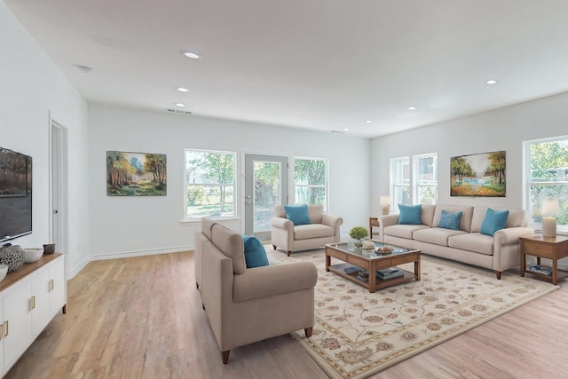 living room featuring light hardwood / wood-style floors