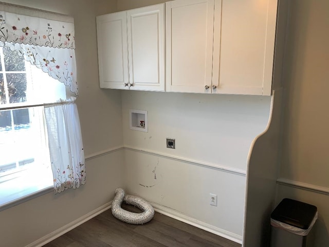 laundry area featuring cabinets, plenty of natural light, washer hookup, and hookup for an electric dryer