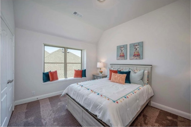 2129 Stone River Blvd, Royse City, TX 75189 - bedroom with vaulted ceiling and dark colored carpet