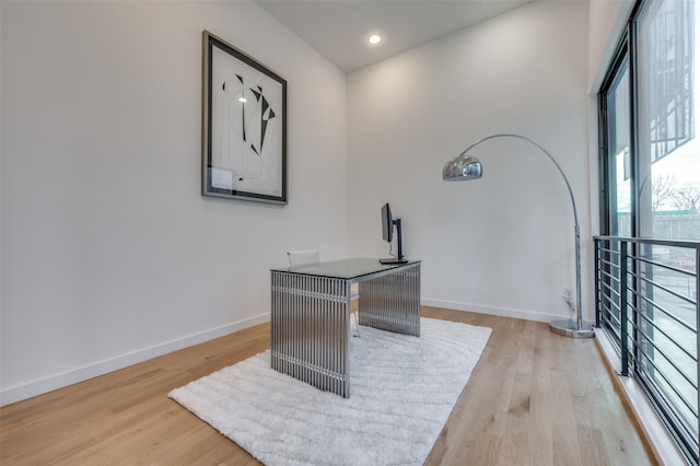 office area featuring light wood-type flooring