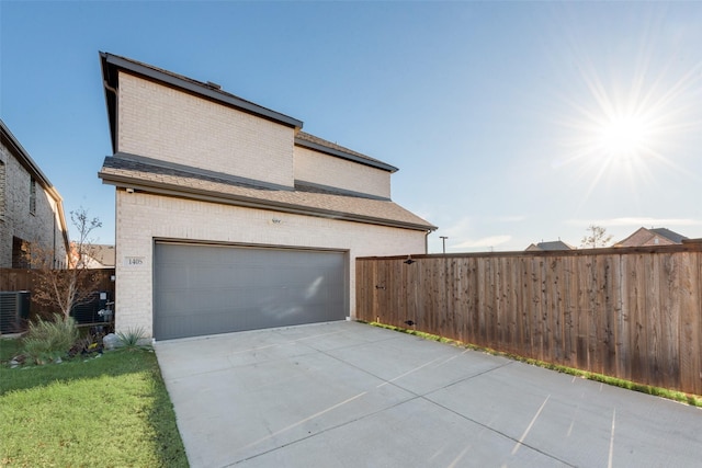 exterior space featuring a garage