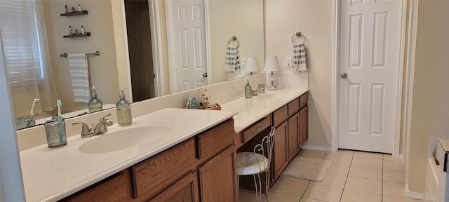 bathroom featuring tile patterned flooring and vanity