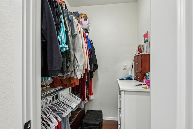 spacious closet featuring hardwood / wood-style flooring