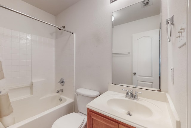 full bathroom featuring vanity, toilet, and bathing tub / shower combination