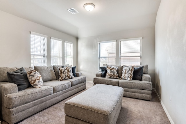 living room with carpet flooring and a wealth of natural light