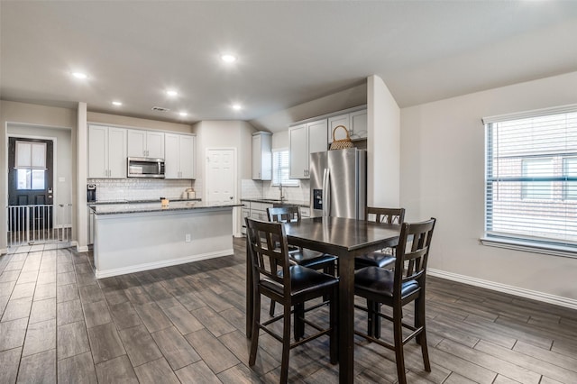 dining room with sink