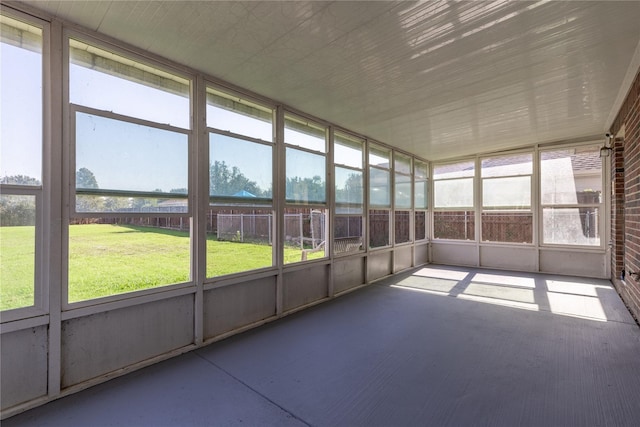 view of unfurnished sunroom