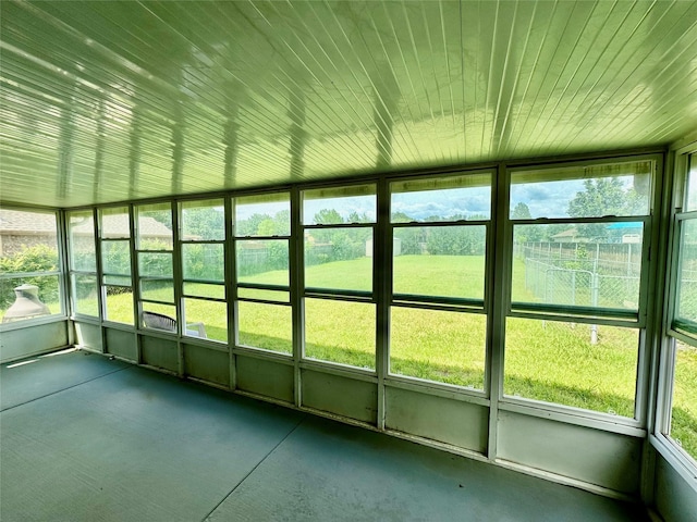 view of unfurnished sunroom