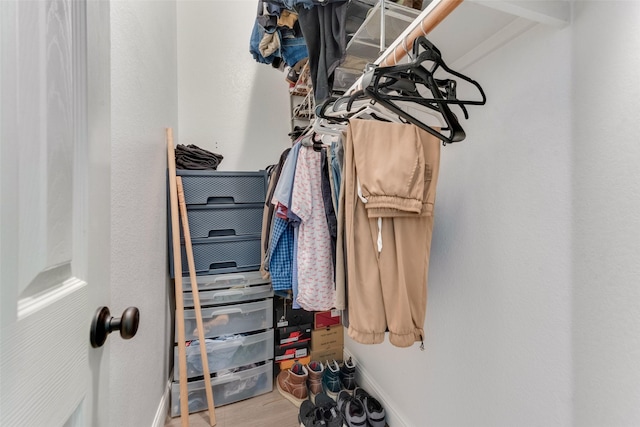 walk in closet featuring hardwood / wood-style flooring