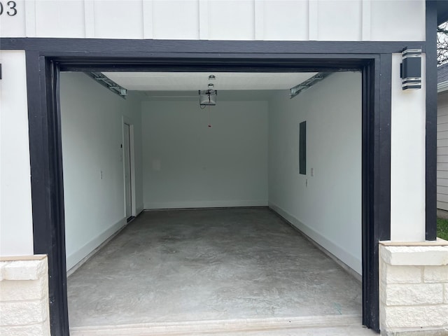 garage with electric panel