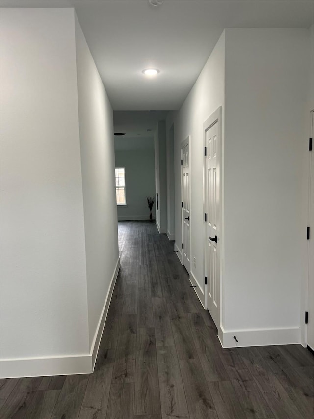 hall with dark hardwood / wood-style floors