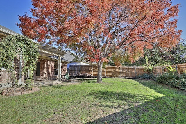 view of yard featuring a patio area and a pergola