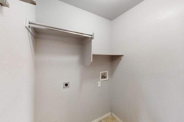 clothes washing area featuring washer hookup and electric dryer hookup