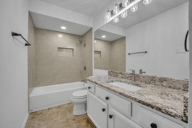 5400 Gregory Dr, Flower Mound, TX 75028 - full bathroom featuring vanity, toilet, tub / shower combination, and baseboards