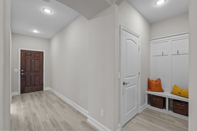 interior space with light hardwood / wood-style floors