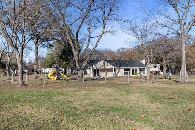 view of yard with a playground