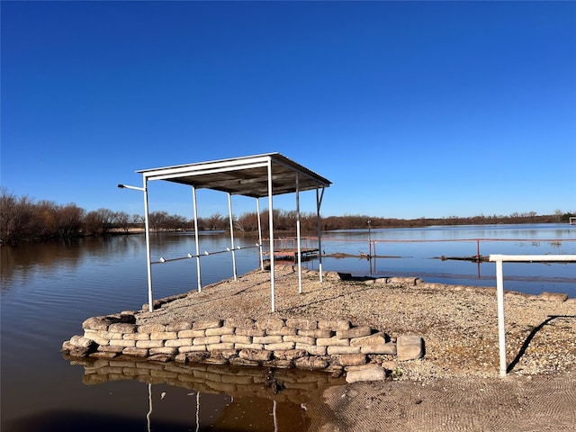 dock area featuring a water view