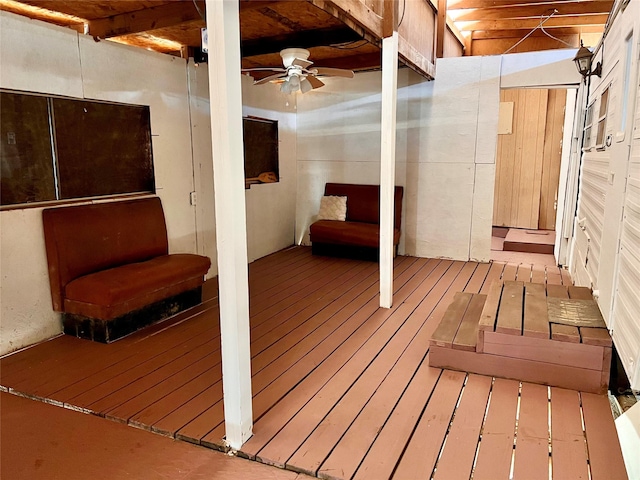 interior space featuring ceiling fan and light hardwood / wood-style floors