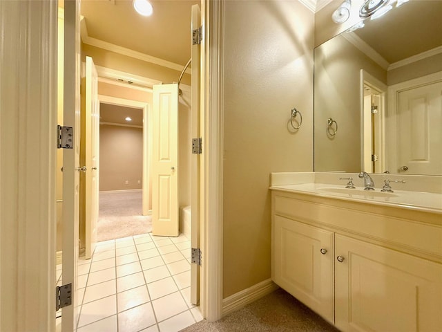 bathroom featuring vanity and ornamental molding