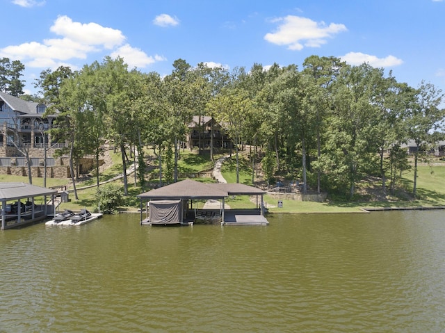 view of dock featuring a water view