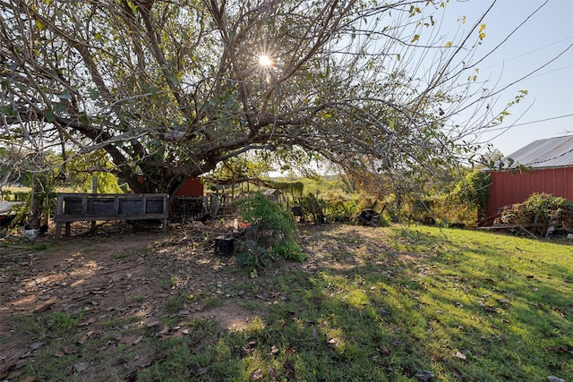 view of yard featuring a wooden deck