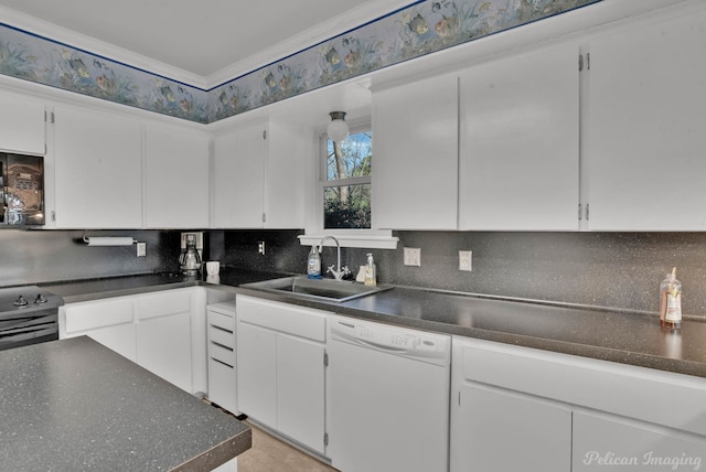 kitchen featuring black appliances and white cabinetry