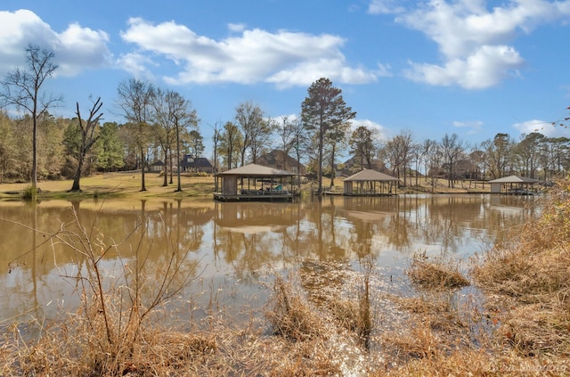 water view with a gazebo