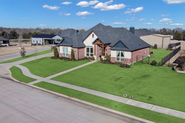 view of front of home with a front lawn