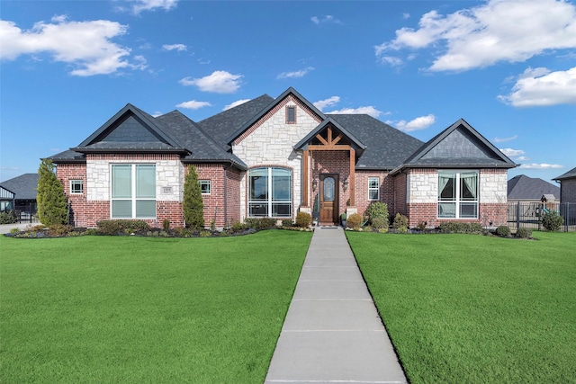 view of front of home with a front lawn