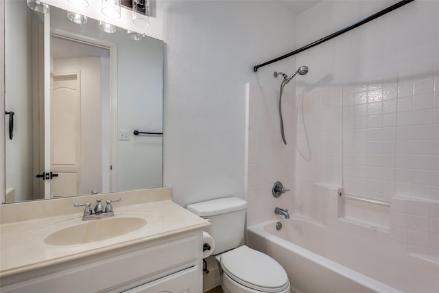 full bathroom with vanity, toilet, and shower / washtub combination