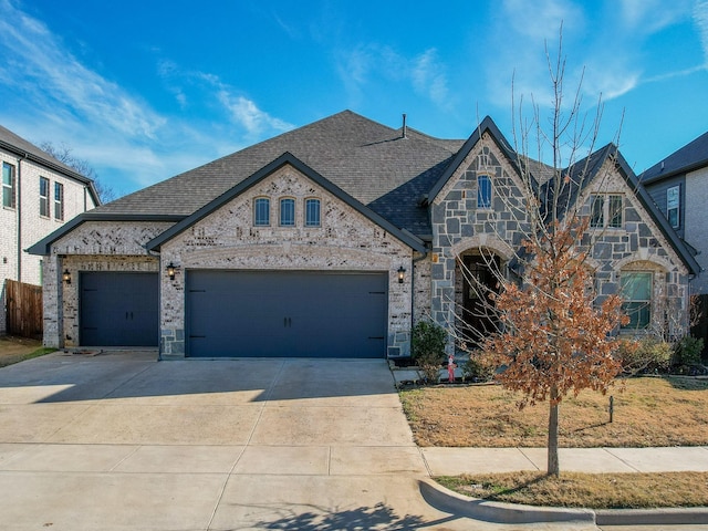 view of front of property with a garage