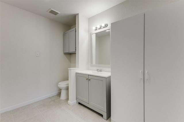 bathroom featuring tile patterned floors, vanity, and toilet