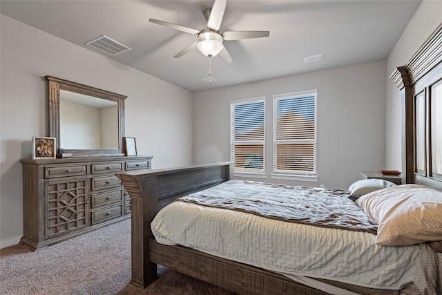 bedroom with carpet flooring and ceiling fan