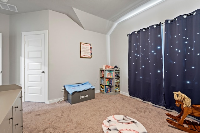 playroom featuring light carpet