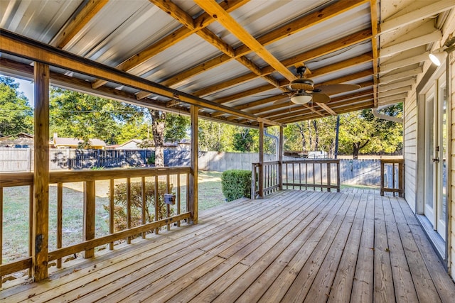 deck featuring ceiling fan