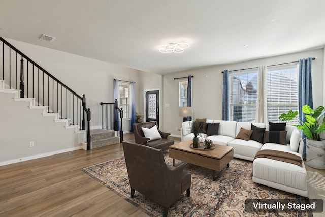 living room featuring hardwood / wood-style floors