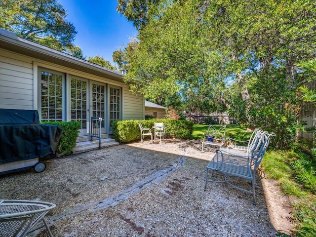 view of yard with a patio area and fence